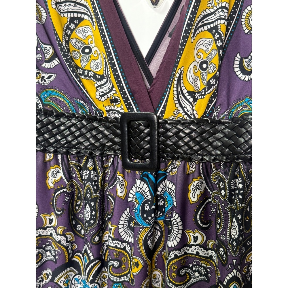 Wet Seal Y2K Paisley‎ Styled Sleeveless Tank with Belt - Picture 2 of 4